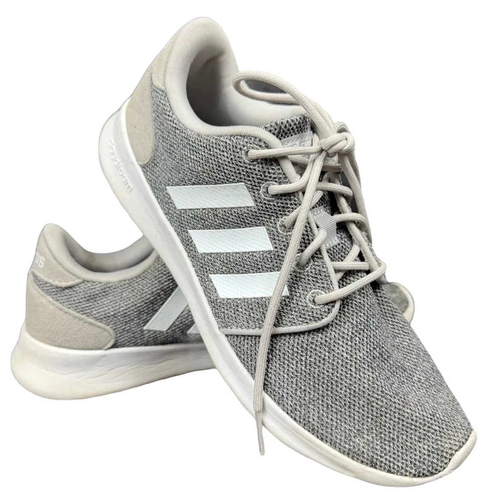 Adidas Cloudfoam Grey Athletic Lightweight Sneakers Women's Size 7 QT Racer EUC - Picture 1 of 16